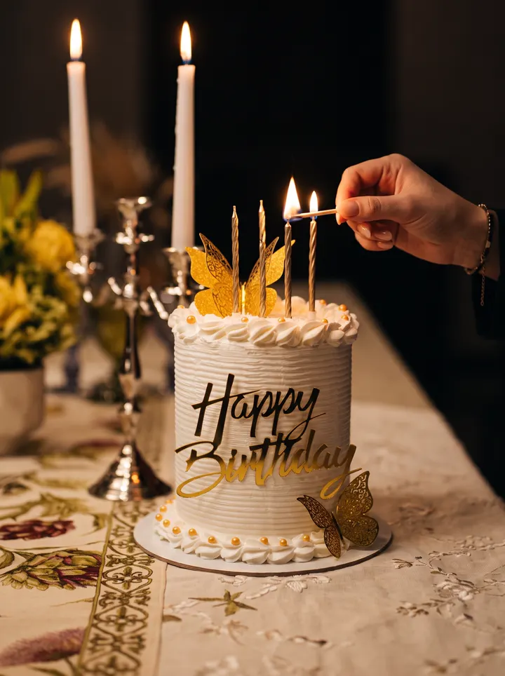 إشعال الشموع على كعكة عيد الميلاد