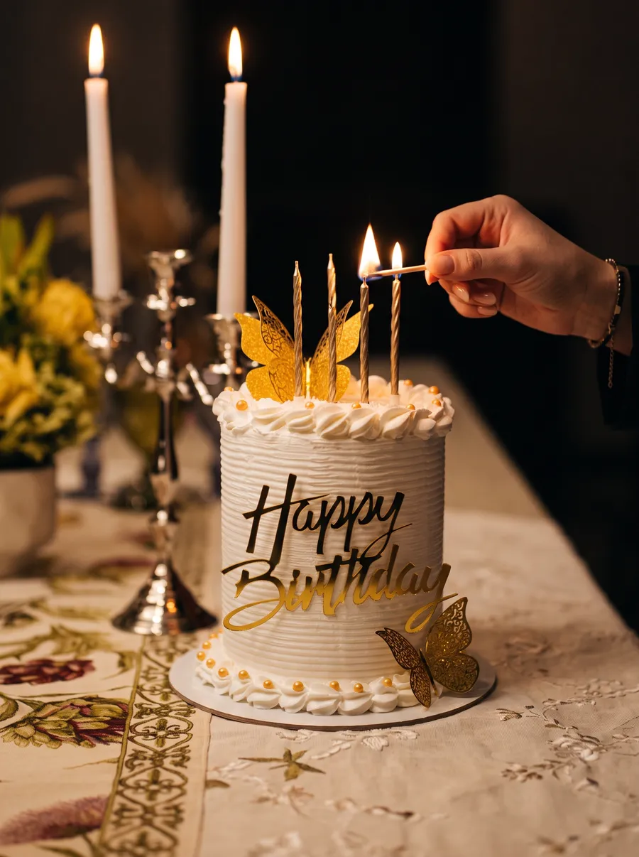 إشعال شموع على كعكة احتفال